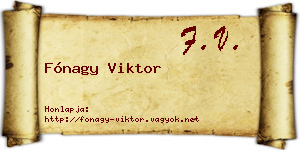 Fónagy Viktor névjegykártya